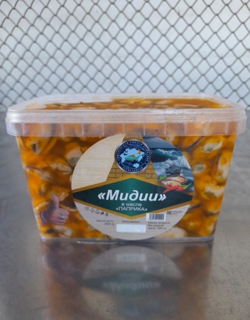 Мясо мидий в заливке Паприка 2кг цена за ведро фото в магазине Рыба-Сочи.рф